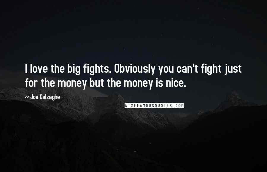 Joe Calzaghe Quotes: I love the big fights. Obviously you can't fight just for the money but the money is nice.