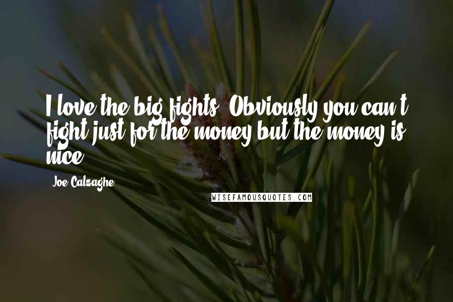 Joe Calzaghe Quotes: I love the big fights. Obviously you can't fight just for the money but the money is nice.