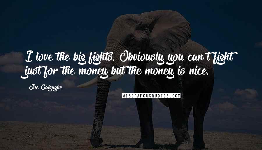 Joe Calzaghe Quotes: I love the big fights. Obviously you can't fight just for the money but the money is nice.