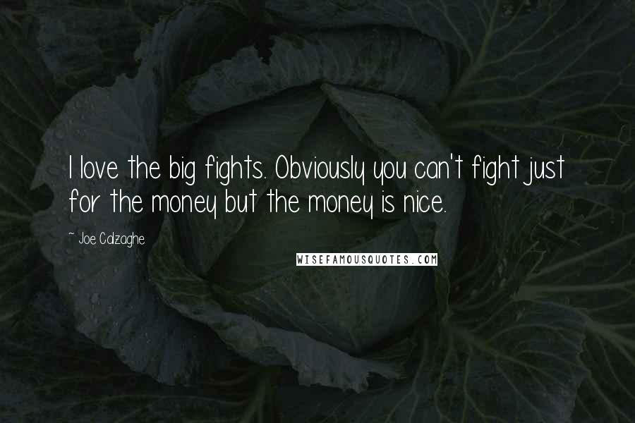 Joe Calzaghe Quotes: I love the big fights. Obviously you can't fight just for the money but the money is nice.