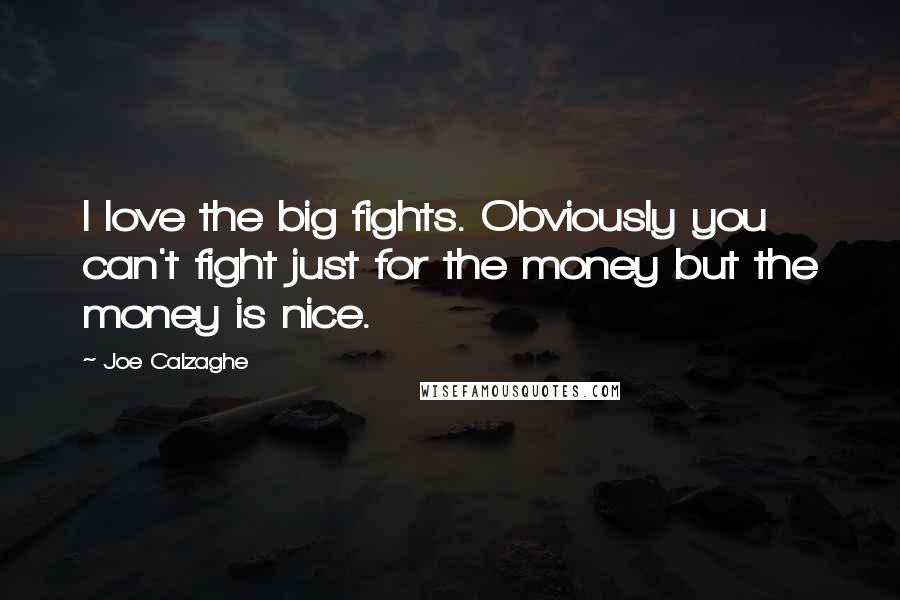 Joe Calzaghe Quotes: I love the big fights. Obviously you can't fight just for the money but the money is nice.