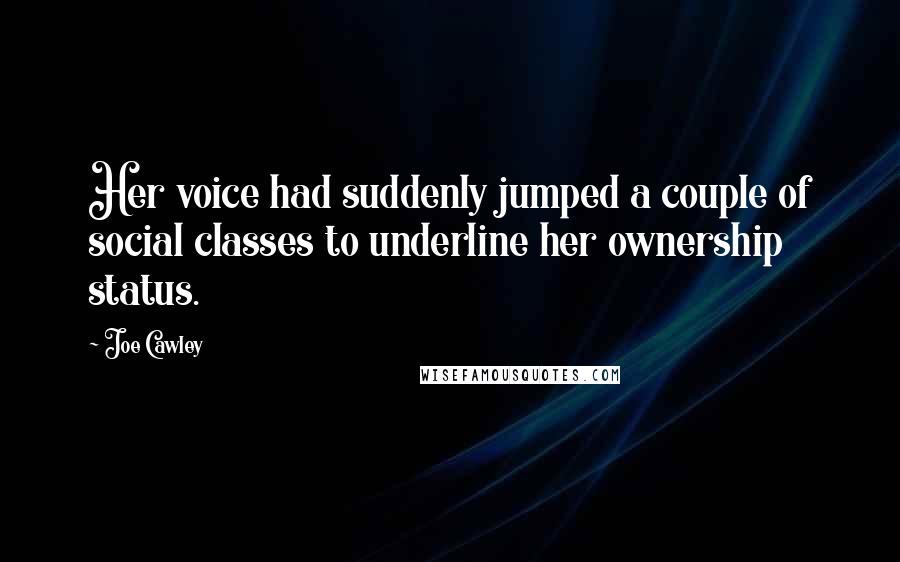 Joe Cawley Quotes: Her voice had suddenly jumped a couple of social classes to underline her ownership status.
