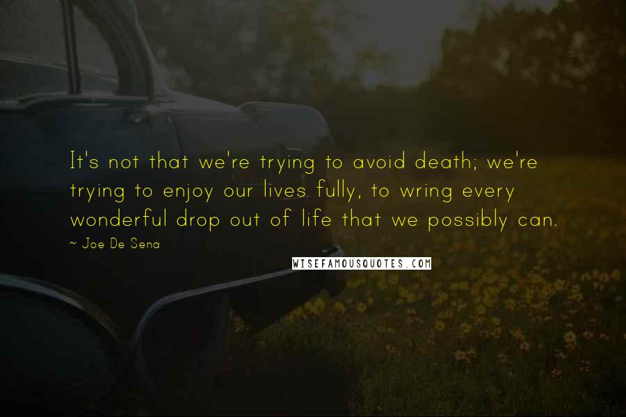 Joe De Sena Quotes: It's not that we're trying to avoid death; we're trying to enjoy our lives fully, to wring every wonderful drop out of life that we possibly can.