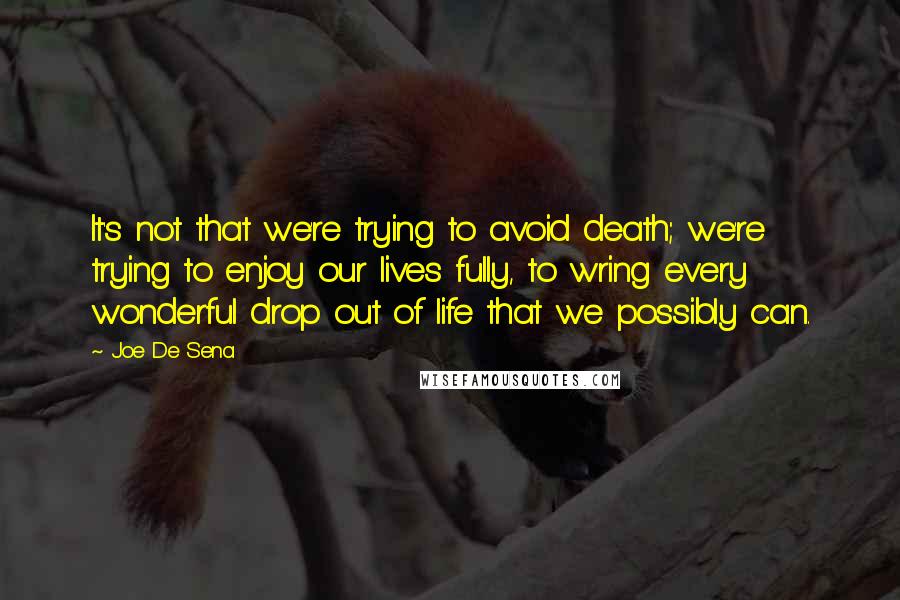 Joe De Sena Quotes: It's not that we're trying to avoid death; we're trying to enjoy our lives fully, to wring every wonderful drop out of life that we possibly can.