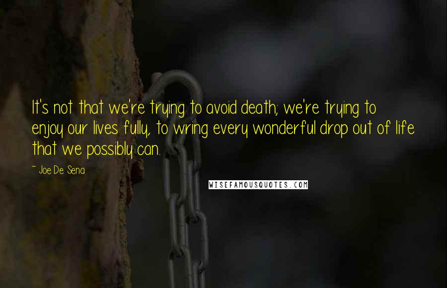 Joe De Sena Quotes: It's not that we're trying to avoid death; we're trying to enjoy our lives fully, to wring every wonderful drop out of life that we possibly can.