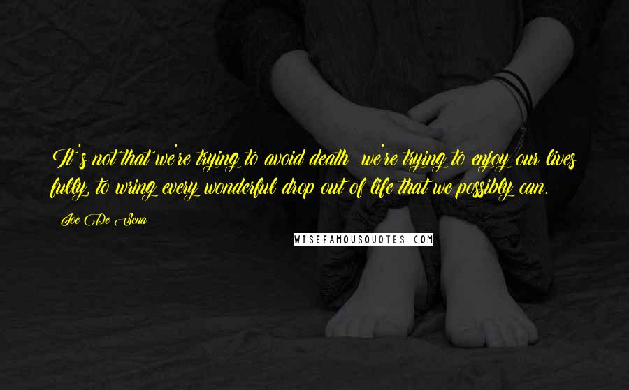 Joe De Sena Quotes: It's not that we're trying to avoid death; we're trying to enjoy our lives fully, to wring every wonderful drop out of life that we possibly can.