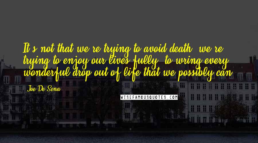 Joe De Sena Quotes: It's not that we're trying to avoid death; we're trying to enjoy our lives fully, to wring every wonderful drop out of life that we possibly can.