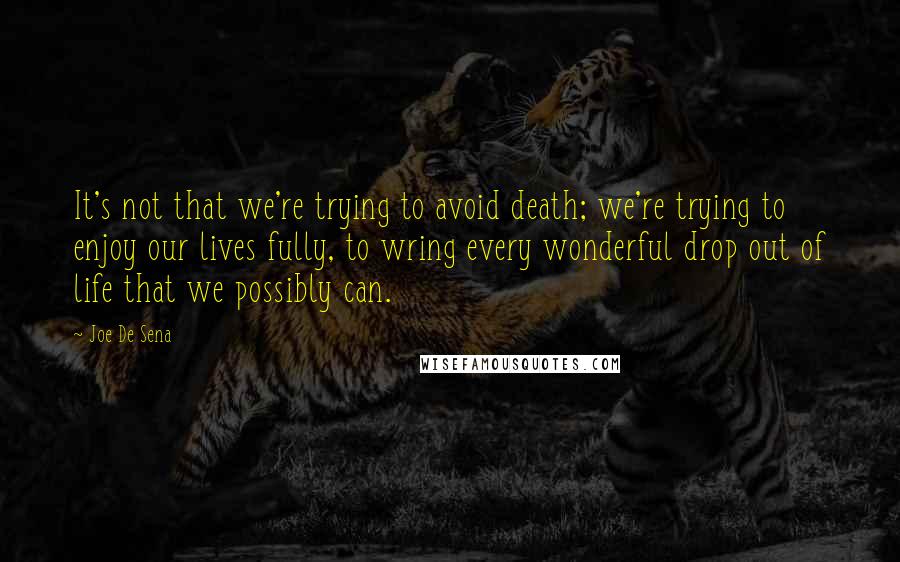 Joe De Sena Quotes: It's not that we're trying to avoid death; we're trying to enjoy our lives fully, to wring every wonderful drop out of life that we possibly can.