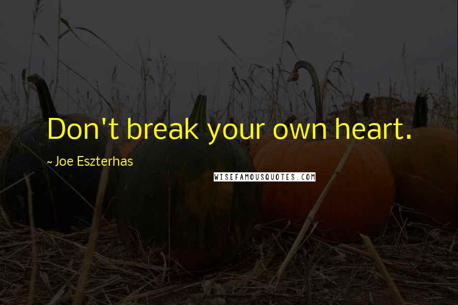 Joe Eszterhas Quotes: Don't break your own heart.