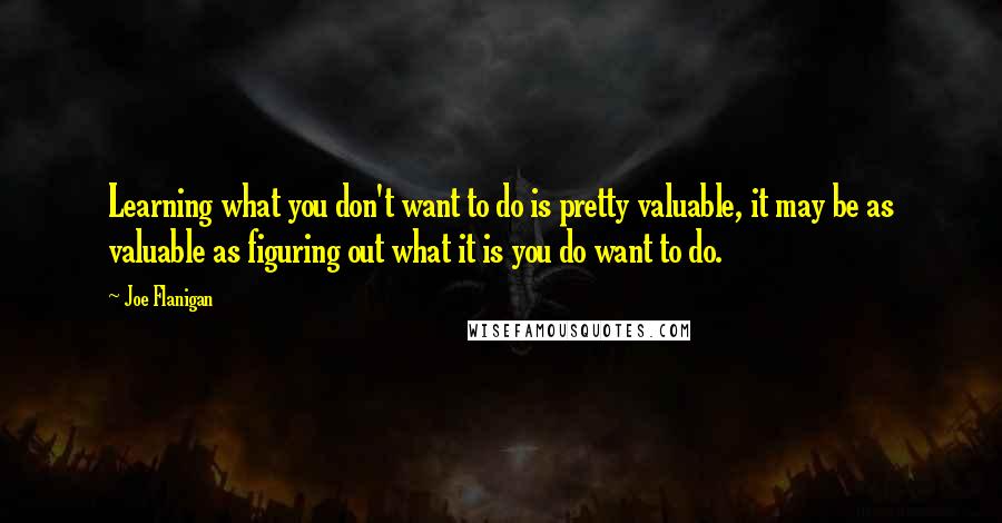 Joe Flanigan Quotes: Learning what you don't want to do is pretty valuable, it may be as valuable as figuring out what it is you do want to do.