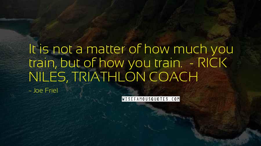 Joe Friel Quotes: It is not a matter of how much you train, but of how you train. - RICK NILES, TRIATHLON COACH