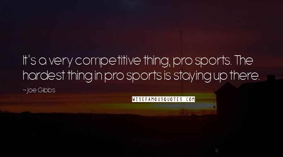 Joe Gibbs Quotes: It's a very competitive thing, pro sports. The hardest thing in pro sports is staying up there.