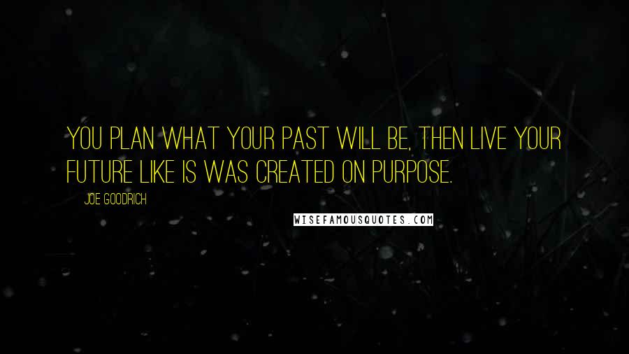 Joe Goodrich Quotes: You Plan what your past will be, Then live your future like is was created on purpose.