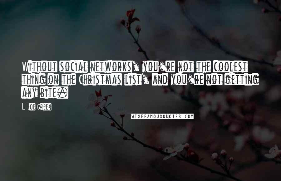 Joe Green Quotes: Without social networks, you're not the coolest thing on the Christmas list, and you're not getting any bite.