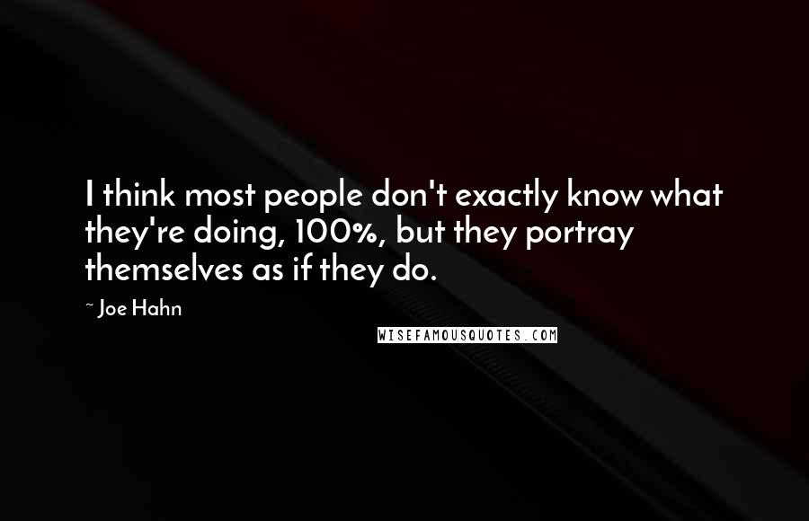 Joe Hahn Quotes: I think most people don't exactly know what they're doing, 100%, but they portray themselves as if they do.