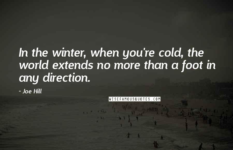 Joe Hill Quotes: In the winter, when you're cold, the world extends no more than a foot in any direction.