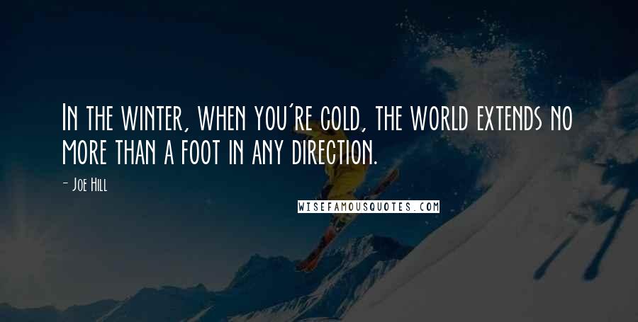Joe Hill Quotes: In the winter, when you're cold, the world extends no more than a foot in any direction.
