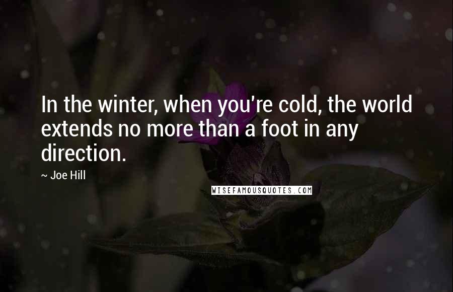 Joe Hill Quotes: In the winter, when you're cold, the world extends no more than a foot in any direction.