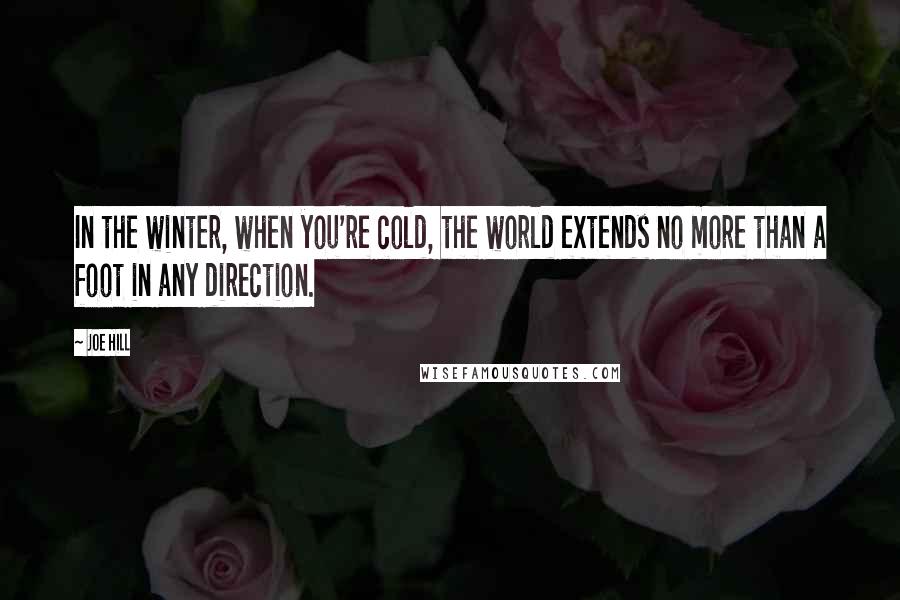 Joe Hill Quotes: In the winter, when you're cold, the world extends no more than a foot in any direction.