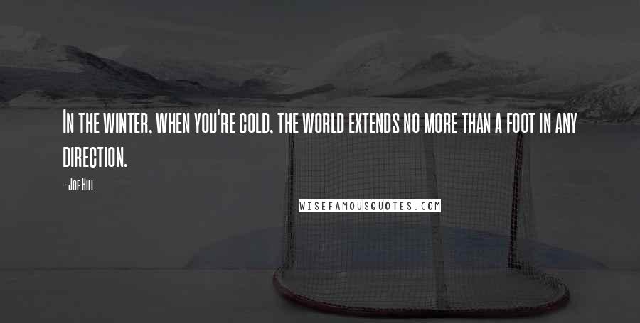 Joe Hill Quotes: In the winter, when you're cold, the world extends no more than a foot in any direction.