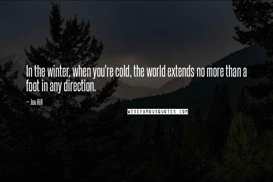 Joe Hill Quotes: In the winter, when you're cold, the world extends no more than a foot in any direction.