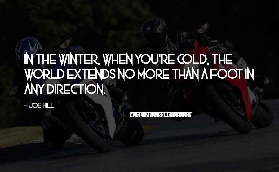 Joe Hill Quotes: In the winter, when you're cold, the world extends no more than a foot in any direction.