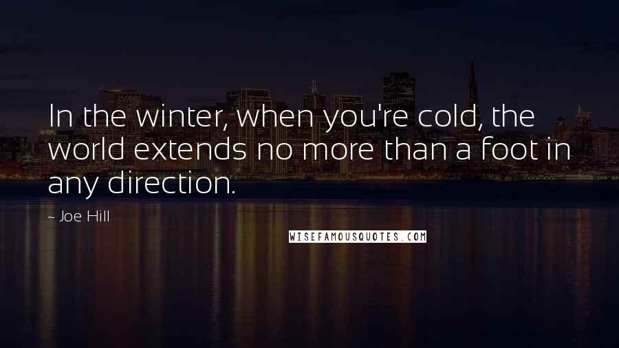 Joe Hill Quotes: In the winter, when you're cold, the world extends no more than a foot in any direction.