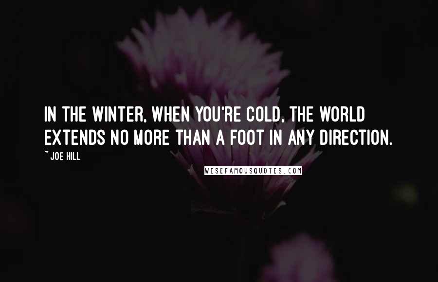 Joe Hill Quotes: In the winter, when you're cold, the world extends no more than a foot in any direction.