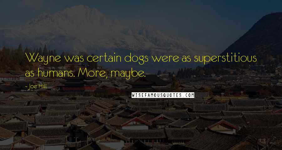 Joe Hill Quotes: Wayne was certain dogs were as superstitious as humans. More, maybe.