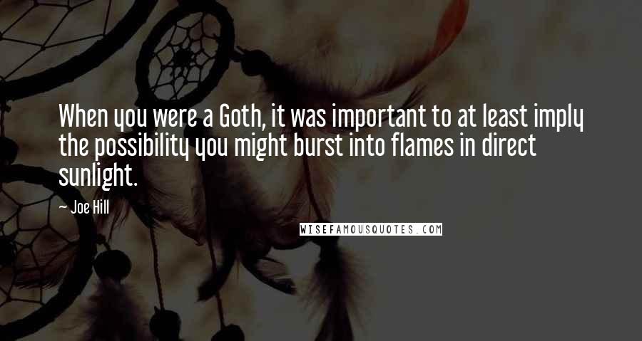 Joe Hill Quotes: When you were a Goth, it was important to at least imply the possibility you might burst into flames in direct sunlight.