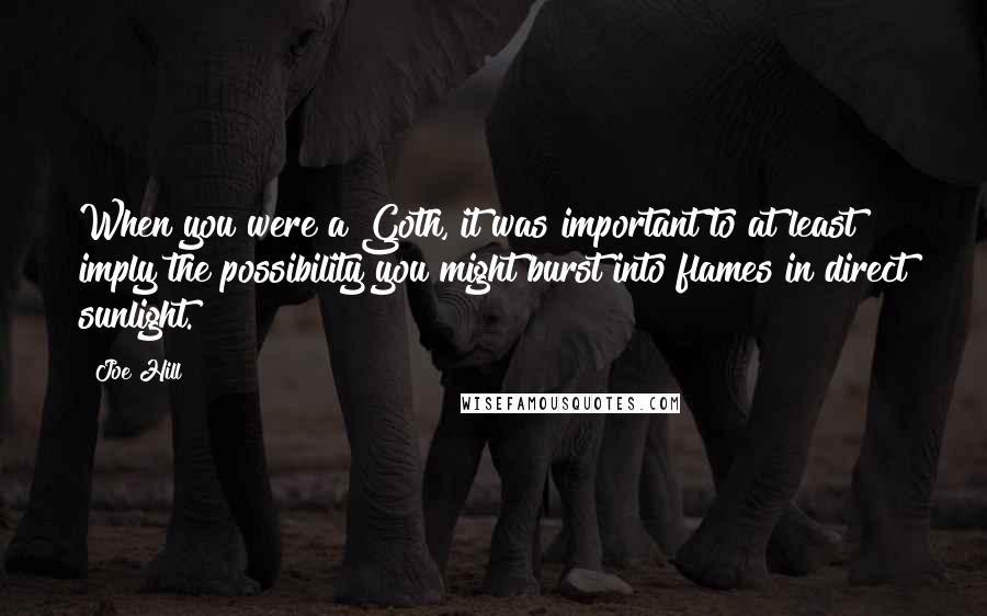 Joe Hill Quotes: When you were a Goth, it was important to at least imply the possibility you might burst into flames in direct sunlight.