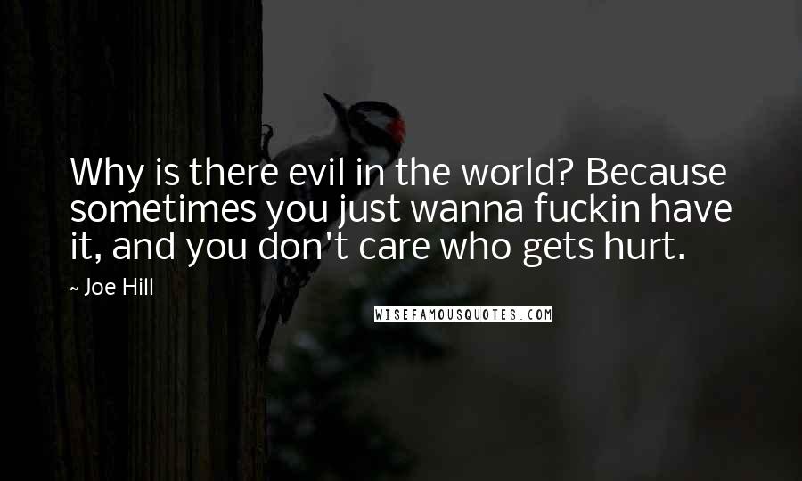 Joe Hill Quotes: Why is there evil in the world? Because sometimes you just wanna fuckin have it, and you don't care who gets hurt.