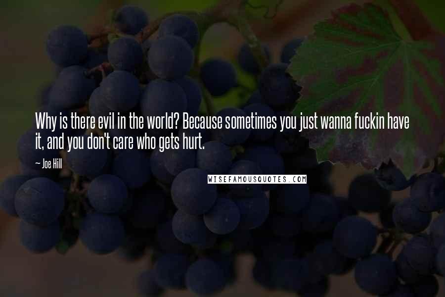 Joe Hill Quotes: Why is there evil in the world? Because sometimes you just wanna fuckin have it, and you don't care who gets hurt.