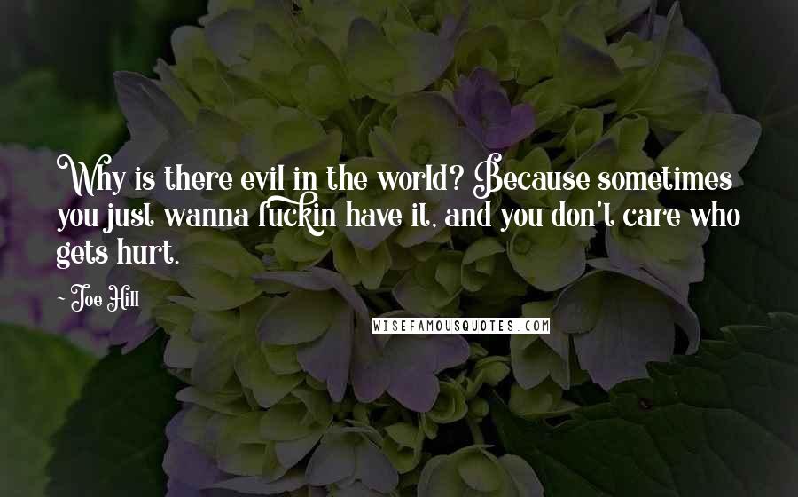 Joe Hill Quotes: Why is there evil in the world? Because sometimes you just wanna fuckin have it, and you don't care who gets hurt.