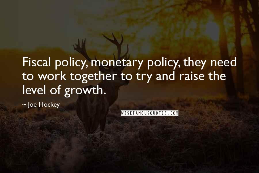 Joe Hockey Quotes: Fiscal policy, monetary policy, they need to work together to try and raise the level of growth.
