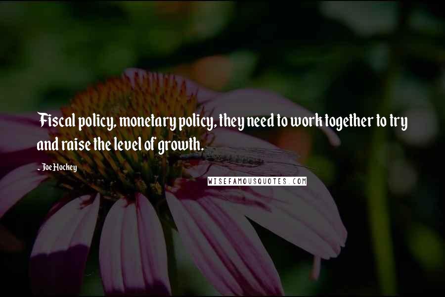 Joe Hockey Quotes: Fiscal policy, monetary policy, they need to work together to try and raise the level of growth.