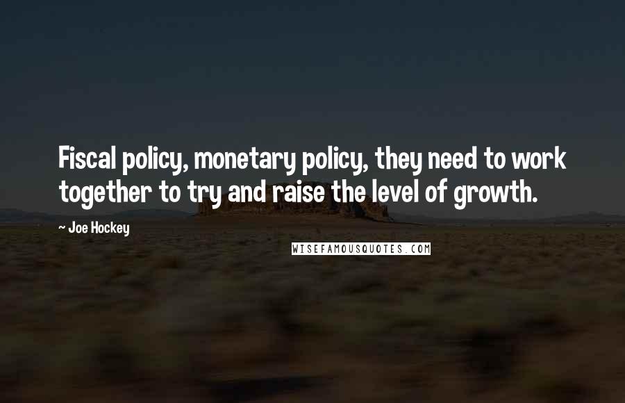 Joe Hockey Quotes: Fiscal policy, monetary policy, they need to work together to try and raise the level of growth.