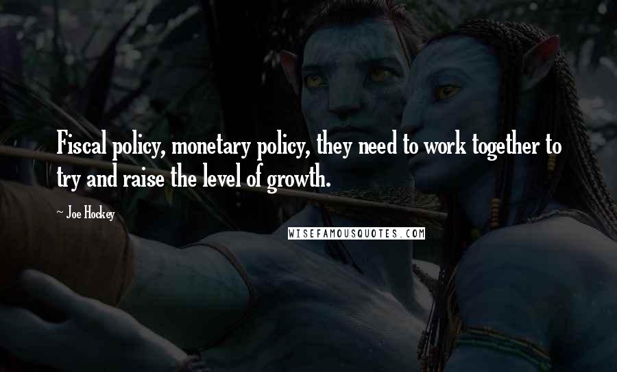 Joe Hockey Quotes: Fiscal policy, monetary policy, they need to work together to try and raise the level of growth.