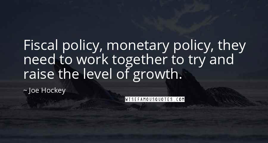 Joe Hockey Quotes: Fiscal policy, monetary policy, they need to work together to try and raise the level of growth.