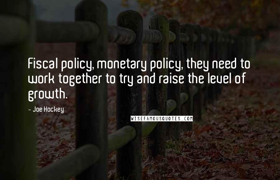 Joe Hockey Quotes: Fiscal policy, monetary policy, they need to work together to try and raise the level of growth.