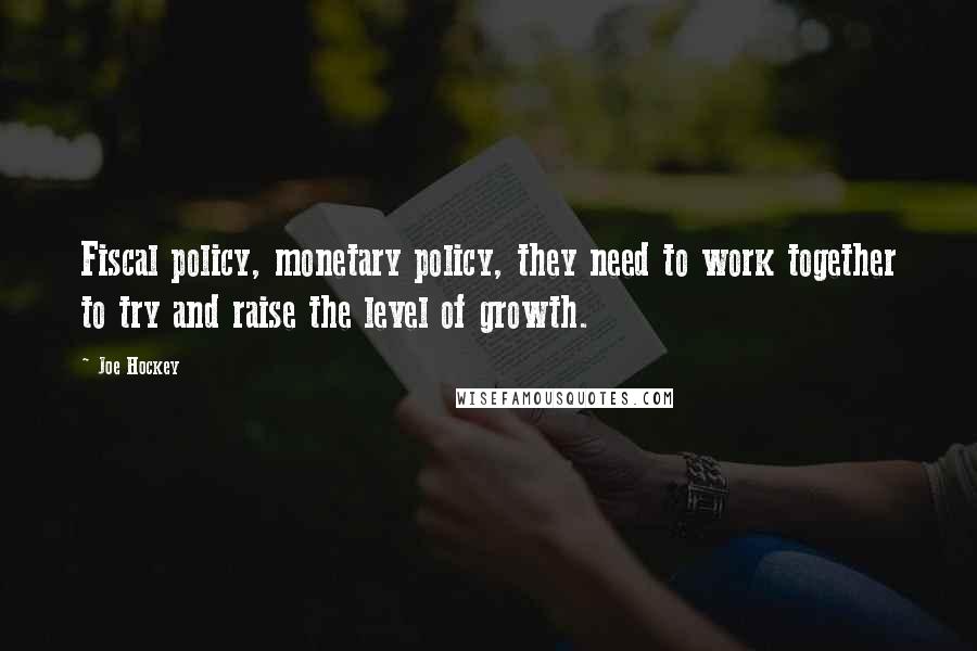 Joe Hockey Quotes: Fiscal policy, monetary policy, they need to work together to try and raise the level of growth.