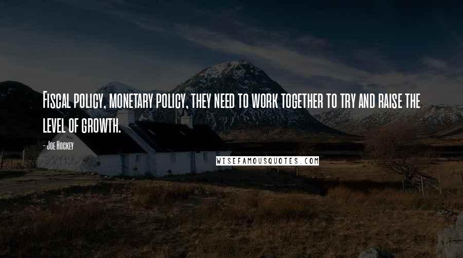 Joe Hockey Quotes: Fiscal policy, monetary policy, they need to work together to try and raise the level of growth.