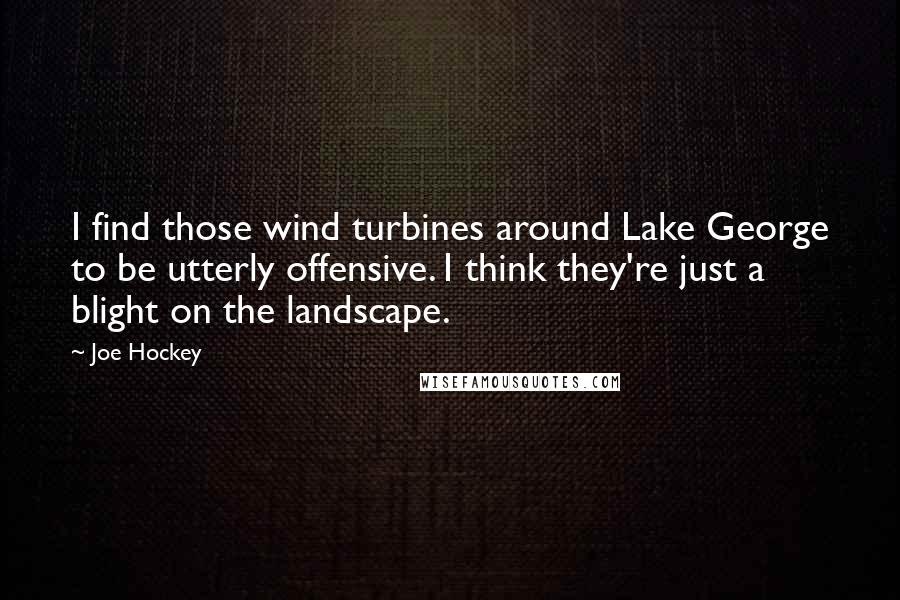 Joe Hockey Quotes: I find those wind turbines around Lake George to be utterly offensive. I think they're just a blight on the landscape.