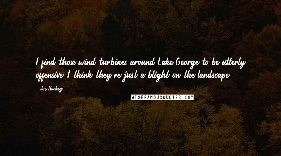 Joe Hockey Quotes: I find those wind turbines around Lake George to be utterly offensive. I think they're just a blight on the landscape.