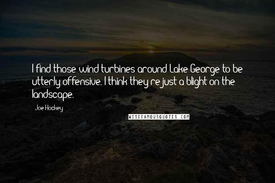 Joe Hockey Quotes: I find those wind turbines around Lake George to be utterly offensive. I think they're just a blight on the landscape.