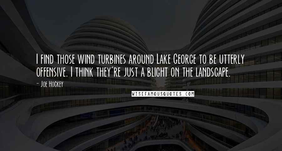 Joe Hockey Quotes: I find those wind turbines around Lake George to be utterly offensive. I think they're just a blight on the landscape.