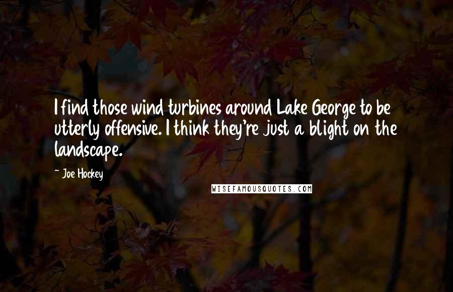 Joe Hockey Quotes: I find those wind turbines around Lake George to be utterly offensive. I think they're just a blight on the landscape.