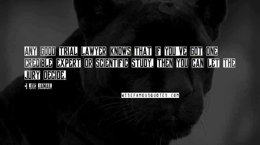 Joe Jamail Quotes: Any good trial lawyer knows that if you've got one credible expert or scientific study, then you can let the jury decide.