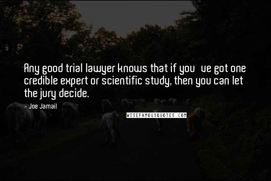 Joe Jamail Quotes: Any good trial lawyer knows that if you've got one credible expert or scientific study, then you can let the jury decide.