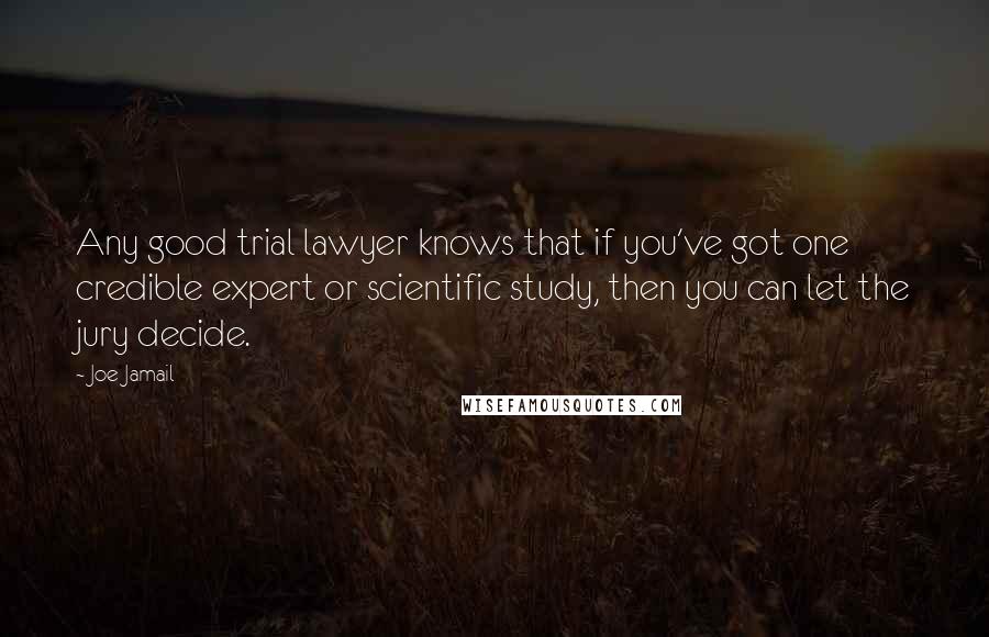 Joe Jamail Quotes: Any good trial lawyer knows that if you've got one credible expert or scientific study, then you can let the jury decide.
